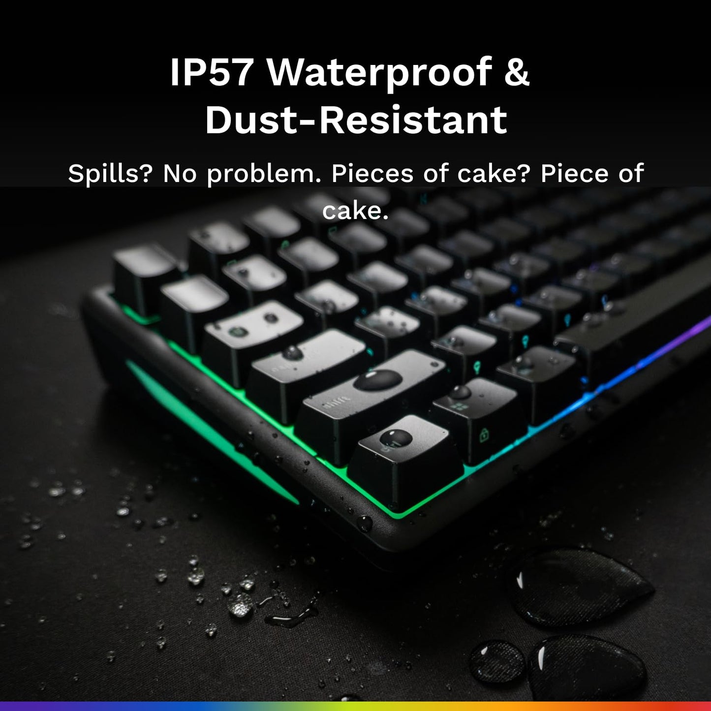 GLORIOUS Gaming Keyboard GMBK 75% - Swappable MX Compatible keycaps, Detachable USB Cable, IP57 Water and dust Resistant, 10 Zone RGB Lighting, Quiet