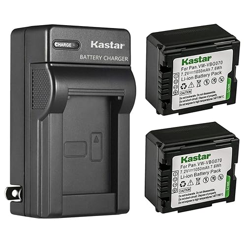 Kastar 2-Pack Battery and AC Wall Charger Replacement for Panasonic HDC-SD1, HDC-SD1-S, HDC-SD3, HDC-SD5, HDC-SD5EG-K, HDC-SD5EG-S, HDC-SD5GC-K