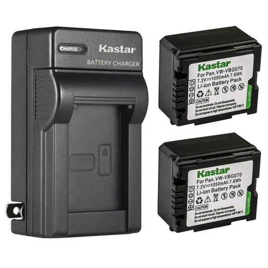 Kastar 2-Pack Battery and AC Wall Charger Replacement for Panasonic HDC-SD1, HDC-SD1-S, HDC-SD3, HDC-SD5, HDC-SD5EG-K, HDC-SD5EG-S, HDC-SD5GC-K