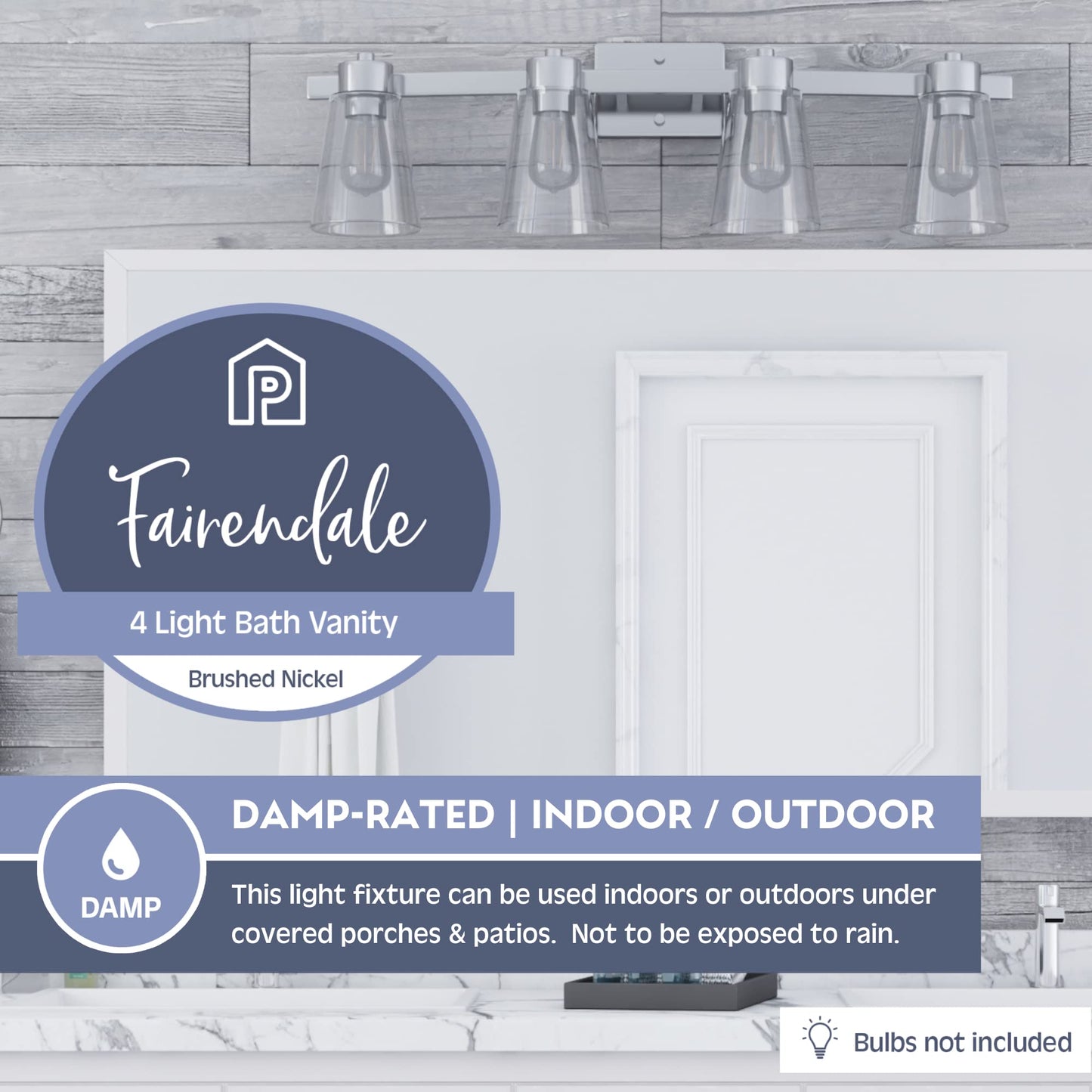Prominence Home Fairendale 4 Light Brushed Nickel Bathroom Vanity Light with Clear Glass - 51528-01