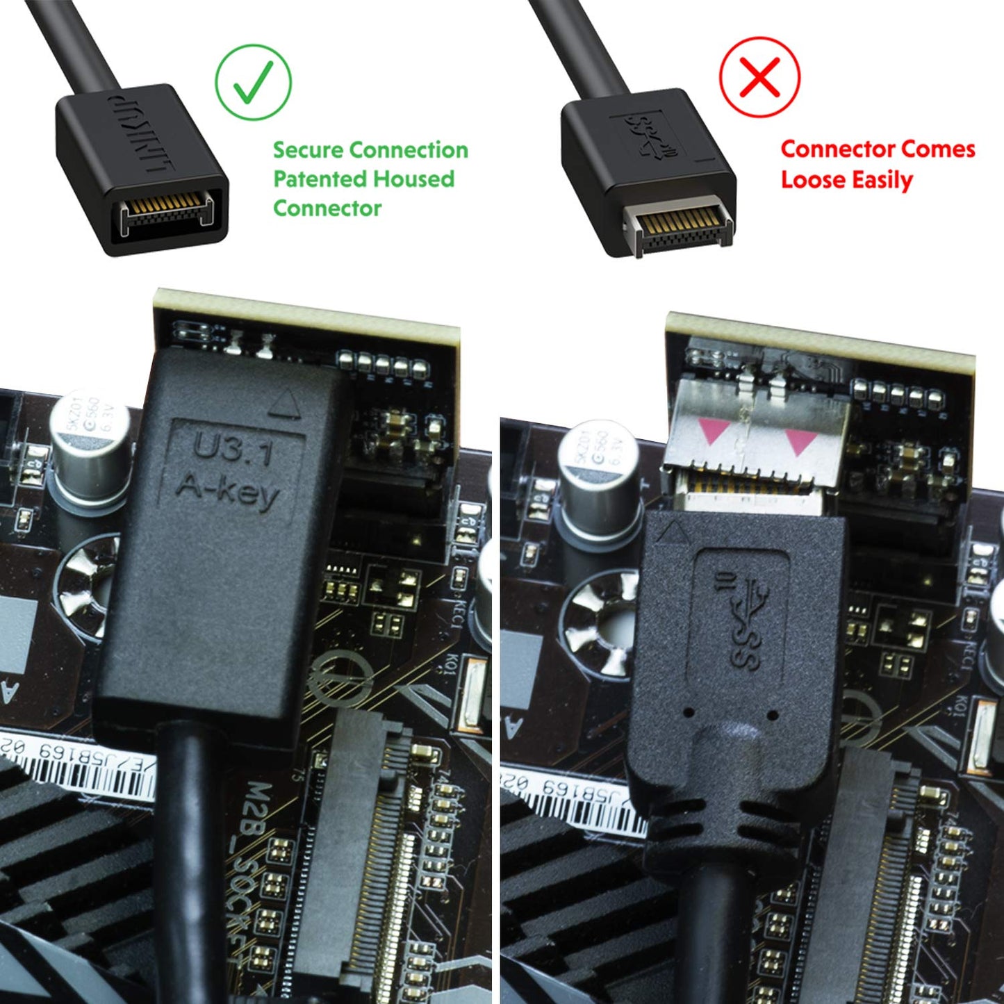 LINKUP - USB 3.2 Gen 2x2 20Gbps USB-C Type Internal Panel Cable Mount Motherboard Header Extension Adapter?20-Pin A-Key Male with Cover to USB-C