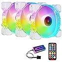3 Pack RGB Case Fans,120mm Ultra-Quiet RGB Chassis Cooling Fans,Equiped with Remote Control Hub,5V ARGB Sync,Speed Adjustable Colorful Cooler,Crystal