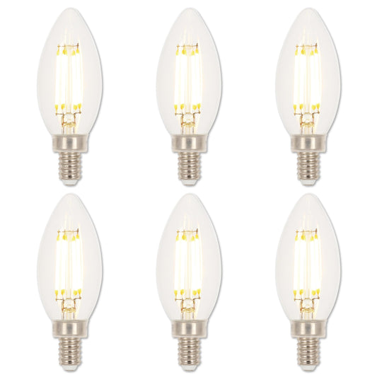 Westinghouse 5265120 4.5 Watt (60 Watt Equivalent) B11 Dimmable Clear Filament LED Light Bulb, Candelabra Base, 6 Pack