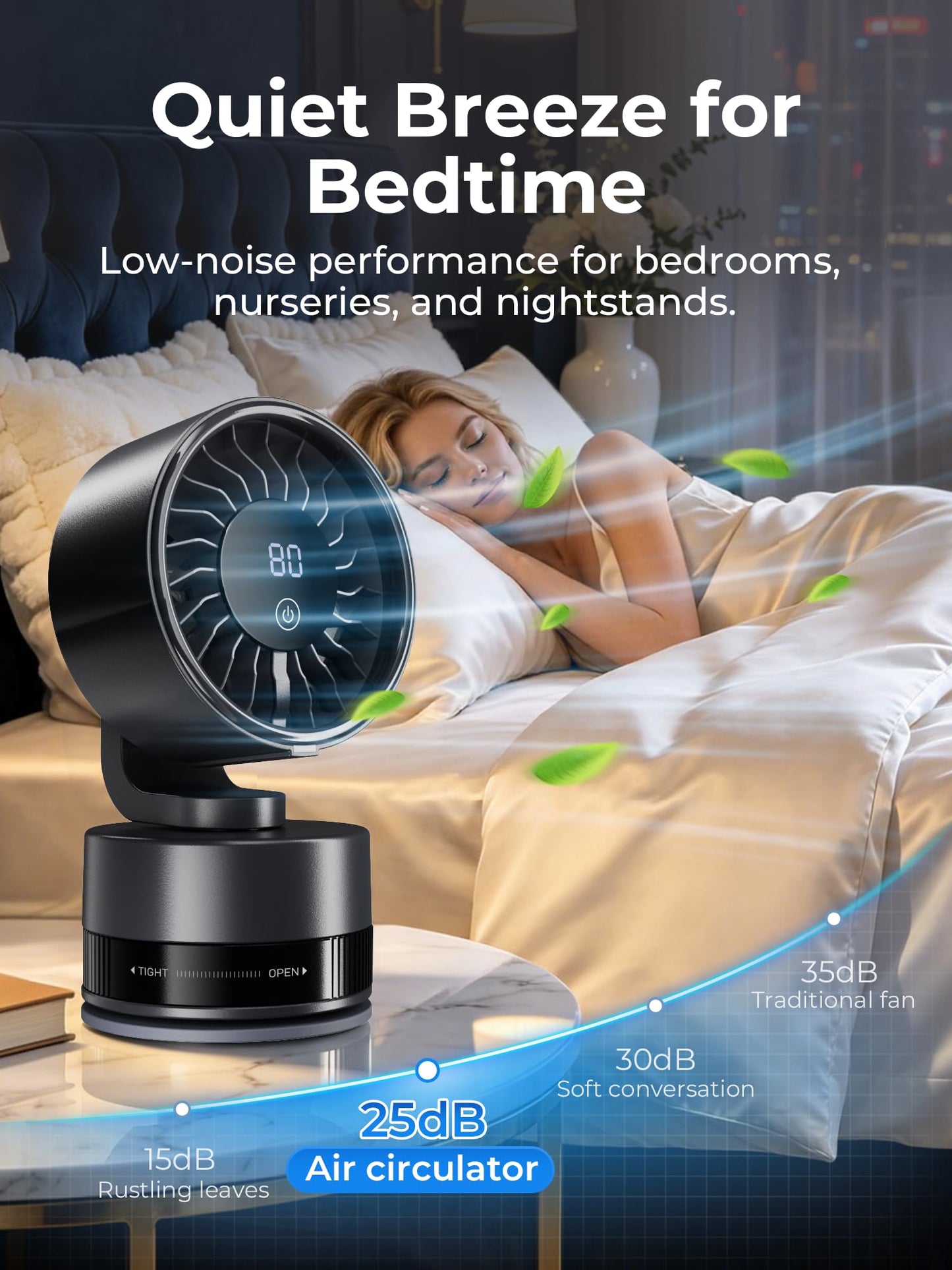 Rechargeable Suction Cup Bathroom Fan, 6 Speeds for Makeup and Skincare