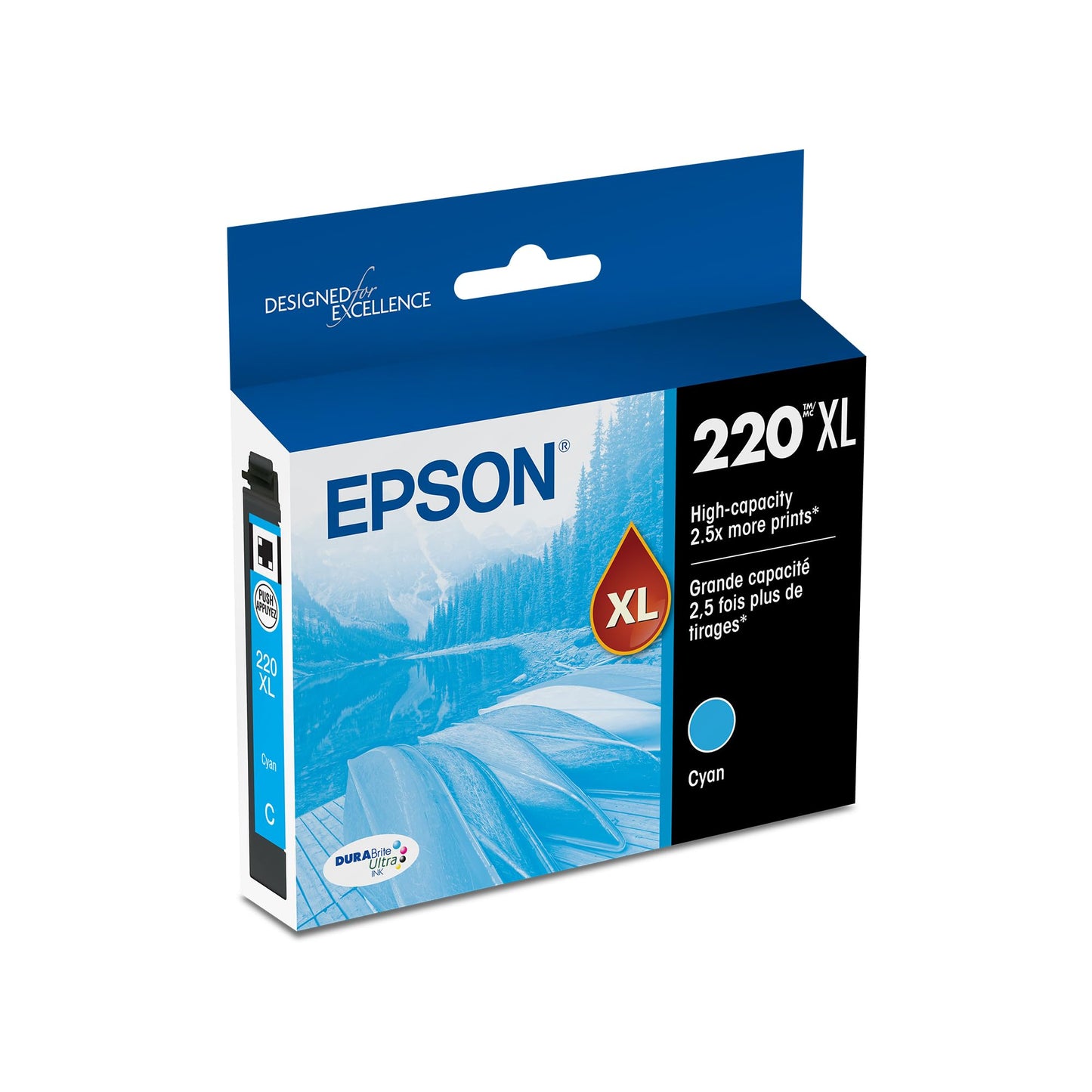 EPSON 220 DURABrite Ultra Ink High Capacity Cyan Cartridge (T220XL220-S) Works with WorkForce WF-2630,2650, 2660, 2750, 2760 and Expression