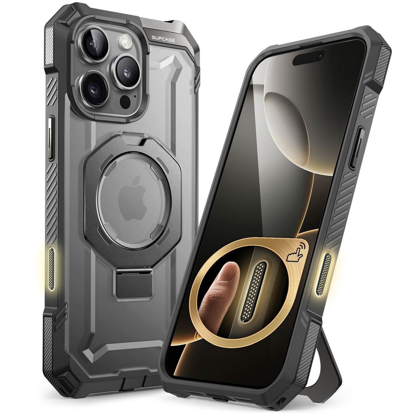 SUPCASE for iPhone 16 Pro Case with Camera Control Capture Button (Unicorn Beetle Grip), [Compatible with MagSafe] Rugged Magnetic Stand Translucent