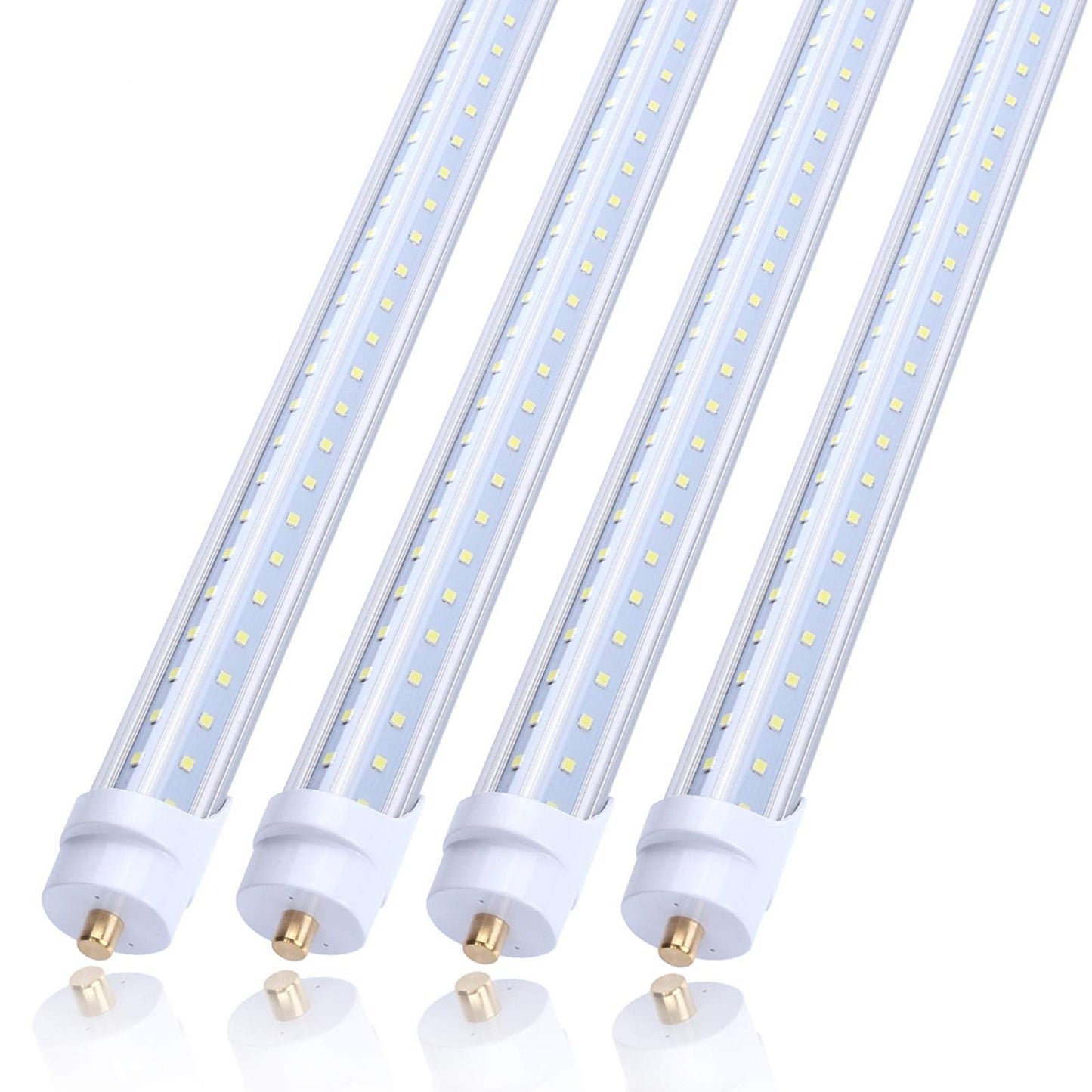 T8 8FT LED Tube Light 8 Foot,Need Bypass Ballast, 65W V Shaped Single Pin FA8 Base,6000K Cool White, (Replace 150W LED Fluorescent Bulbs),Dual-Ended
