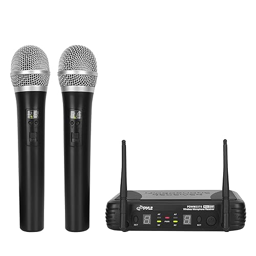 PYLE-PRO Professional Wireless Microphone System - Dual UHF Band, Wireless, Handheld, 2 MICS With 8 Selectable Frequency Channels, Independent Volume