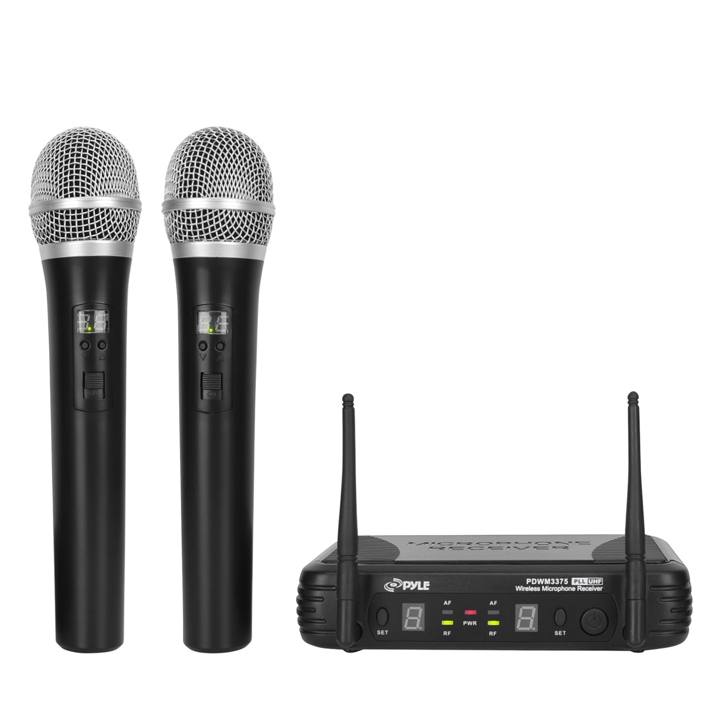 PYLE-PRO Professional Wireless Microphone System - Dual UHF Band, Wireless, Handheld, 2 MICS With 8 Selectable Frequency Channels, Independent Volume