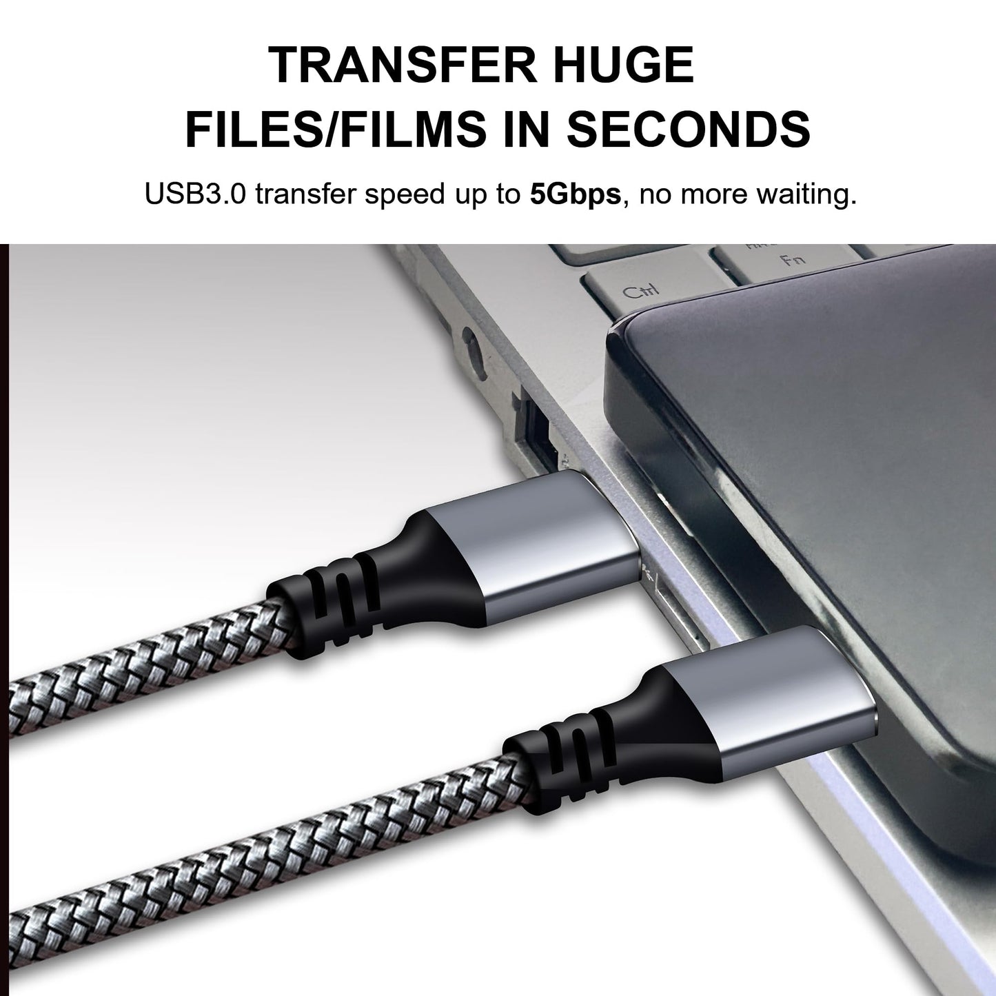 Tan QY USB 3.0 A to A Male Cable 1Ft, USB Male to Male Cable Double End USB Cord Compatible with Hard Drive Enclosures, DVD Player, Laptop (Silver