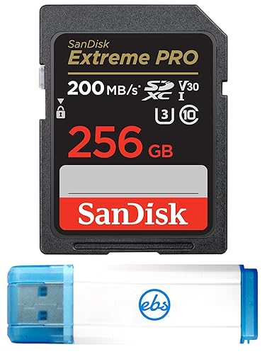 SanDisk 256GB Extreme Pro SDXC UHS-I Memory Card Works with Canon Mirrorless Camera EOS R6 II (SDSDXXY-256G-GN4IN) Class 10 U3 Bundle with 1