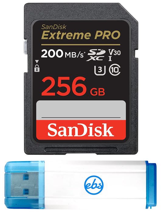 SanDisk 256GB Extreme Pro SDXC UHS-I Memory Card Works with Canon Mirrorless Camera EOS R6 II (SDSDXXY-256G-GN4IN) Class 10 U3 Bundle with 1
