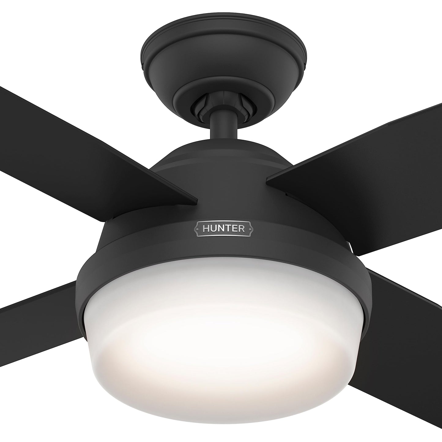 Hunter Fan 44 Inch Matte Black Finish Indoor Ceiling Fan With LED Light Kit and Remote Control (Renewed)