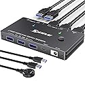 KVM Switch 8K@60Hz,HDMI KVM Switch for 2 Computers Sharing 1 Monitor and 3 USB3.0 Devices, Wired Remote Control and USB Cable Included