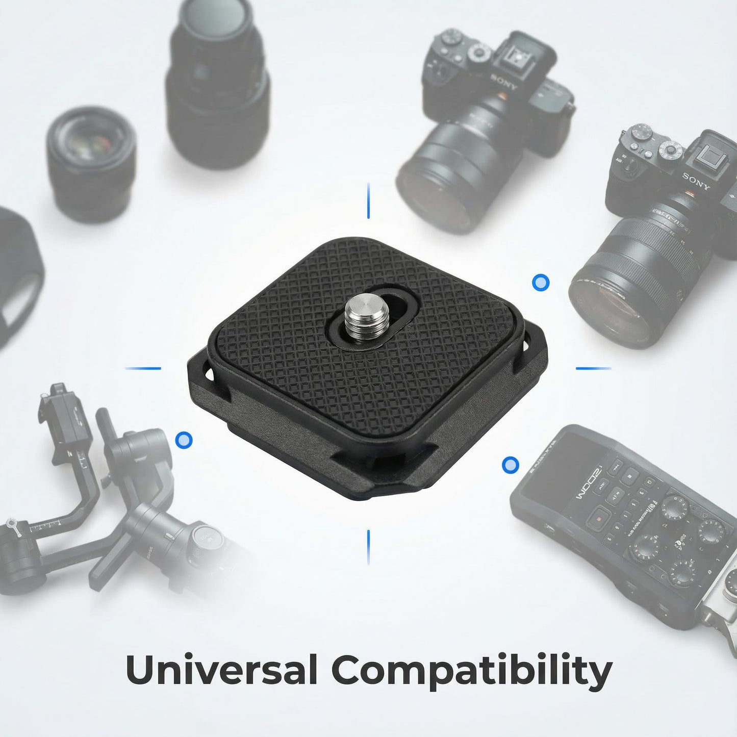 38mm Arca-Swiss Quick Release Plate 2 Pack, 4-Sided Square QR Camera Mount with Safety Pins, 1/4"-20 Screw Compatible with Peak Design Capture Clip