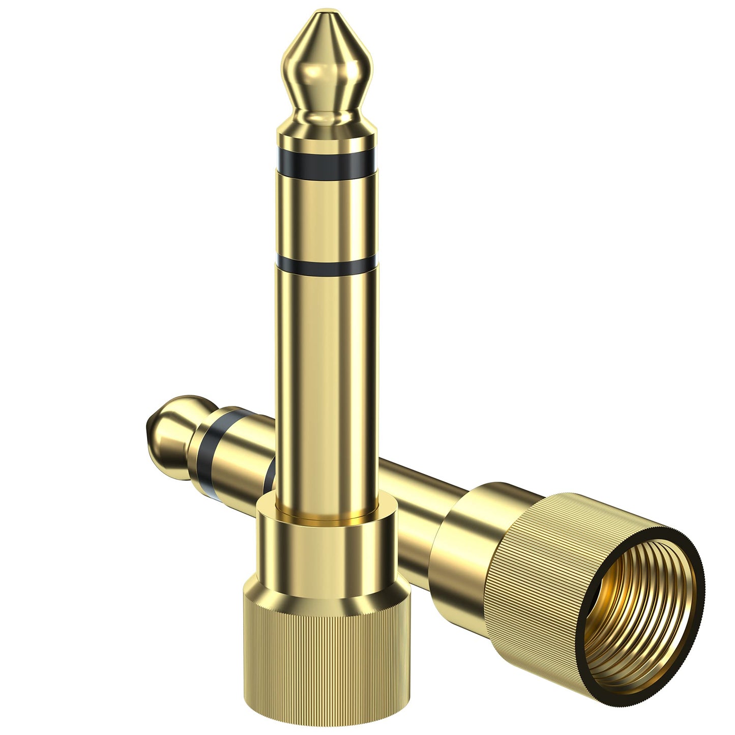 6.35mm to 3.5mm Audio Adapter, Gold Plated Screw-On Stereo Adapter for Compatible Devices (2Pcs) - Check Compatibility Before Use