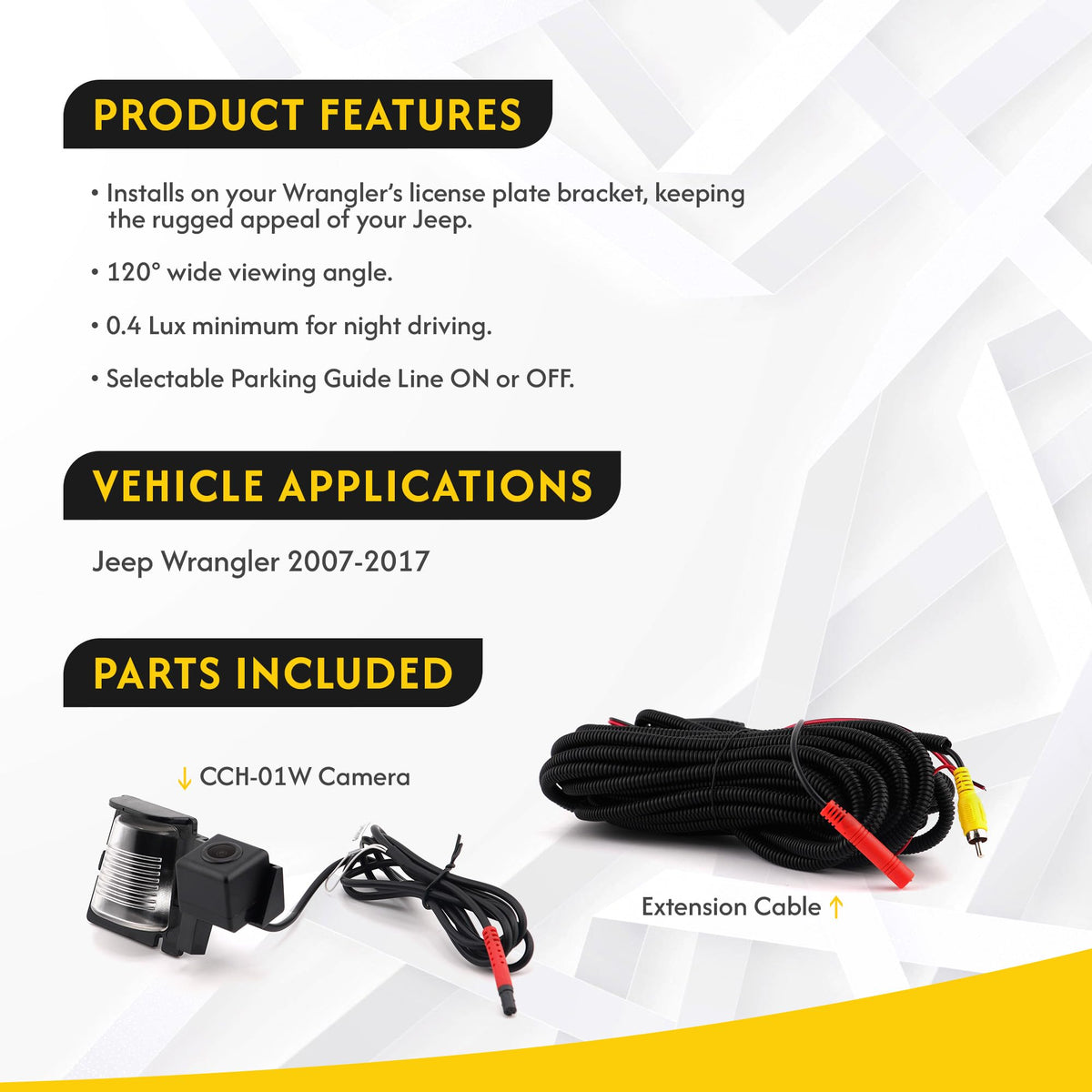 Crux CCH-01W CRUX CCH-01W Rear-View Camera for Select 2007-Up Jeep Wrangler Models