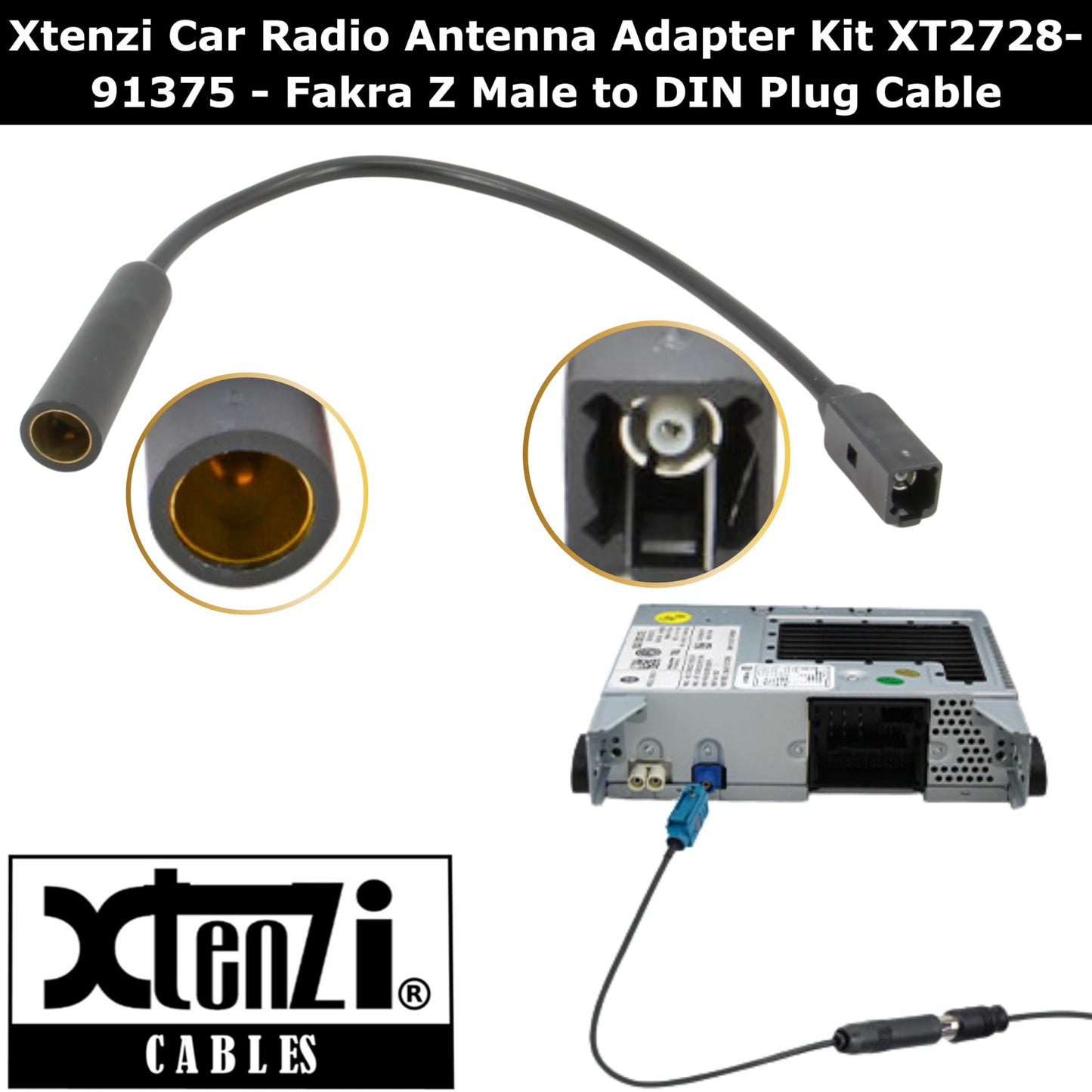 Xtenzi Car Radio Antenna Adapter Kit XT2728 Compatible with BMW, Chevrolet, Chrysler, Mercedes 2000-Up
