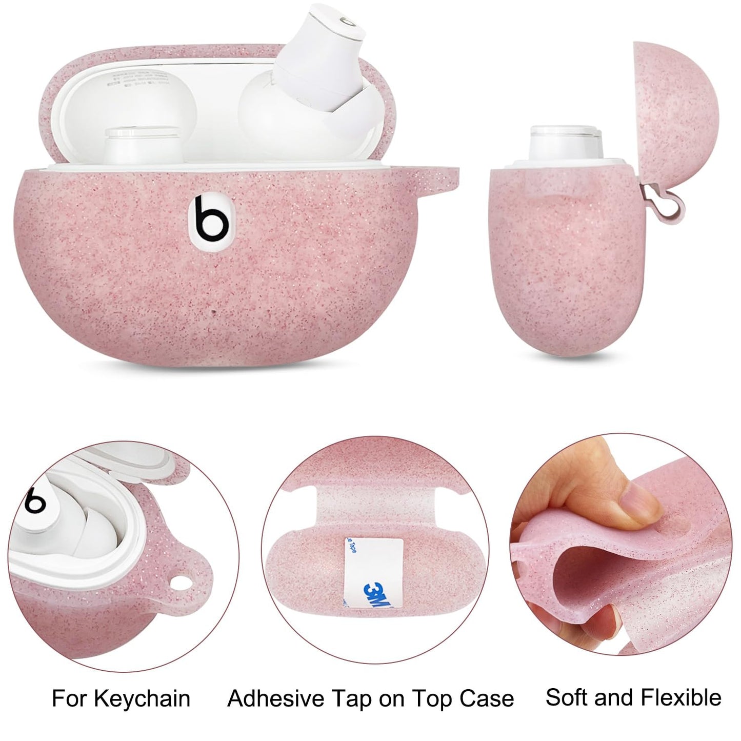 KOUJAON Case Compatible with Beats Studio Buds (2021) / Beats Studio Buds + (2023) Silicone Protective Case for Beats Wireless Earbuds with Keychain