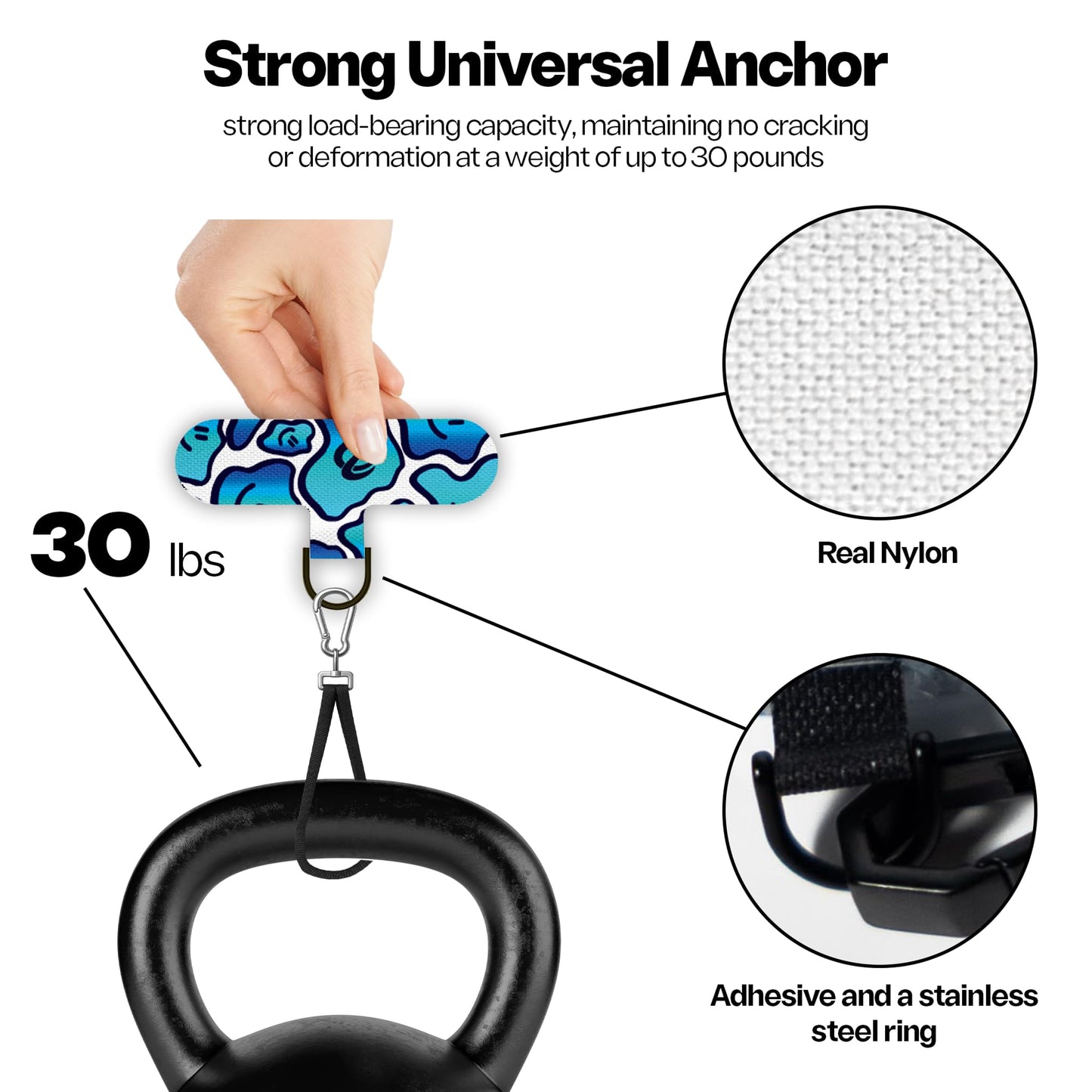 ClutchLoop Anchor-Universal Phone Tether Tab, Strong Cell Phone Lanyard Tab and Phone Strap Replacement (DayTrip, 1 Pack)
