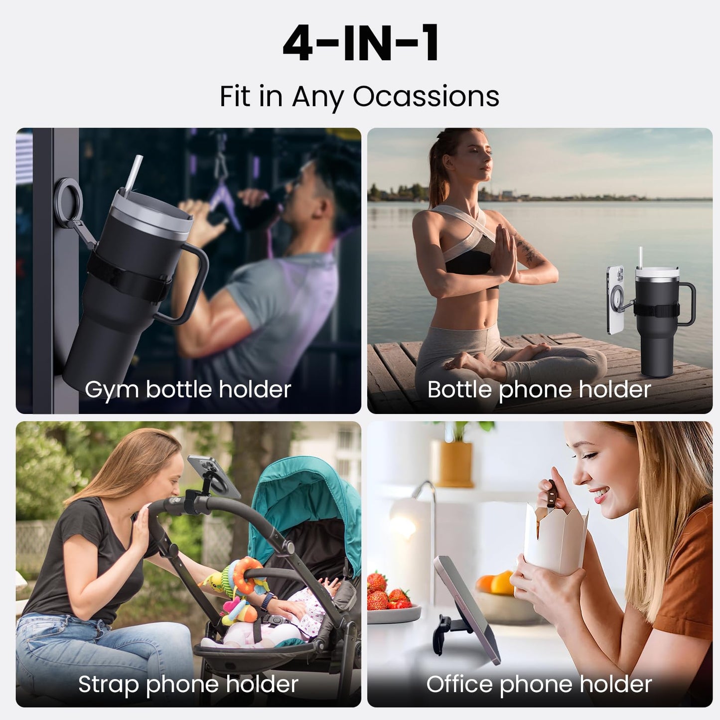 Magnetic Phone Holder for Stanley Cup,Adjustable Water Bottle for Gym,Phone Stand Fit for iPhone with Magsafe,Universal Holder Mount for Stanley Owala