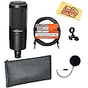 Audio-Technica AT2020 XLR Cardioid Condenser Microphone Bundle with Pop Filter, XLR Cable, and Austin Bazaar Polishing Cloth