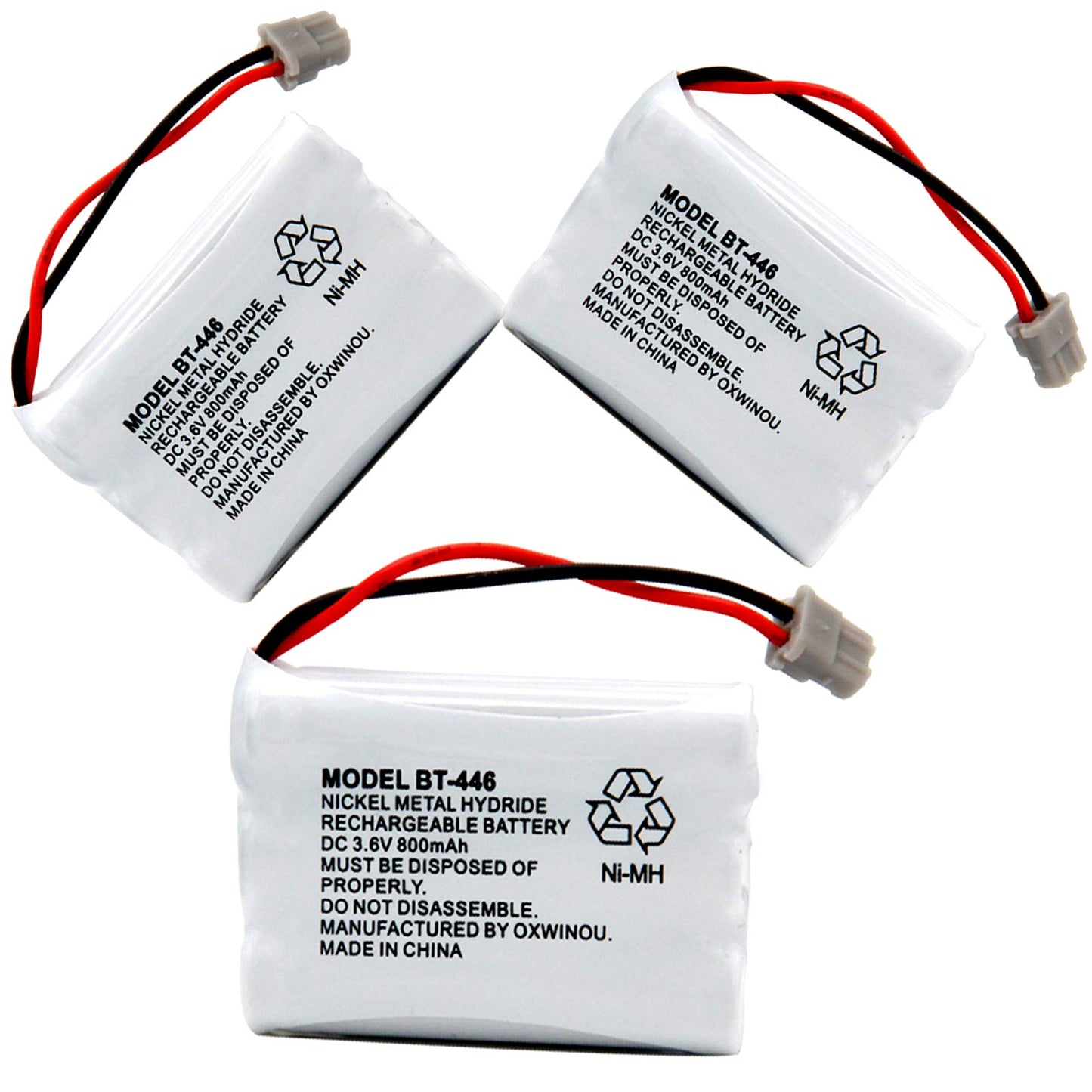 OXWINOU BT446 BT-446 Phone Battery Compatible with for Uniden BBTY0503001 BT-1004 BT-1005 GE-TL26402 BT-504 CPH-488B Handset Phone 3.6V 800mAh (3
