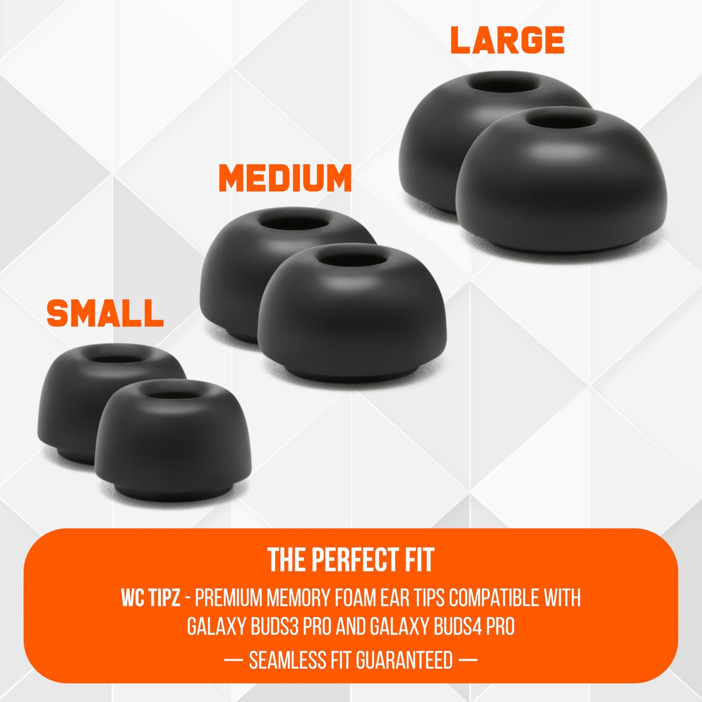 WC TipZ Galaxy - Memory Foam Ear Tips Compatible with Samsung Galaxy Buds Pro 3 & Pro 4 by Wicked Cushions | Improved Comfort, Tighter Seal & Better