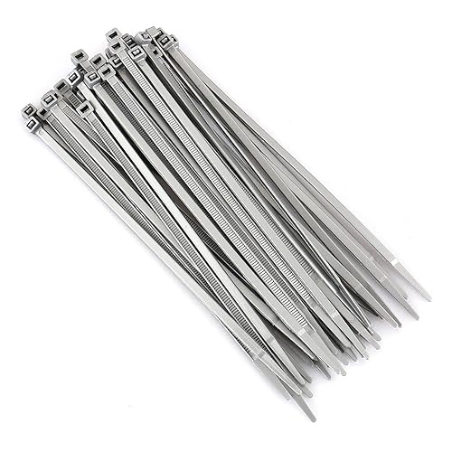 Baomain 100-Pack 8 Inch Self-Locking Nylon Cable Zip Ties, Heavy-Duty and Multi-Purpose (0.18" Width, 50LBS Tensile Strength), Indoor and Outdoor Use