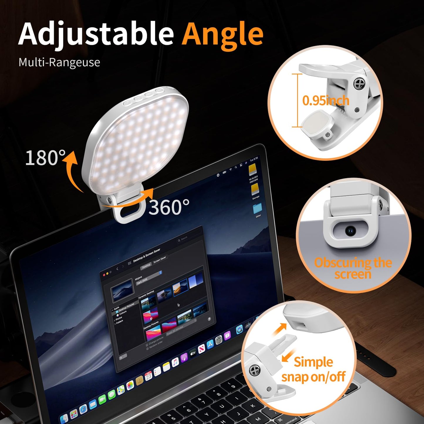 142 LED Selfie Light for Phone, Eagerey High Power Rechargeable Clip Fill Light Portable with 3 Light Modes 10 Brightness Levels Color Set for Phone