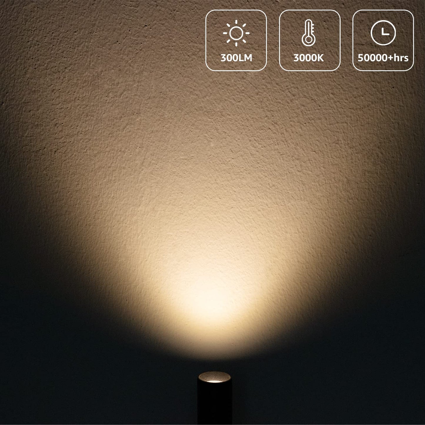 URTOM 2 Pack Indoor Spot Lights, 120V LED Accent Up Lights, 3W Plant Spotlights, 3000K Floor Spotlights for Plants, Pictures, Desk - Uplights with 5.9
