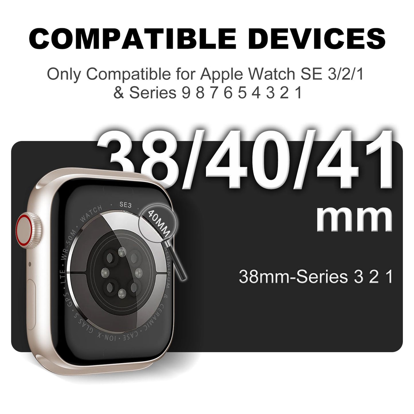 XYF Compatible for Crystal Clear Apple Watch Bands 41/40/38mm ClearBlack