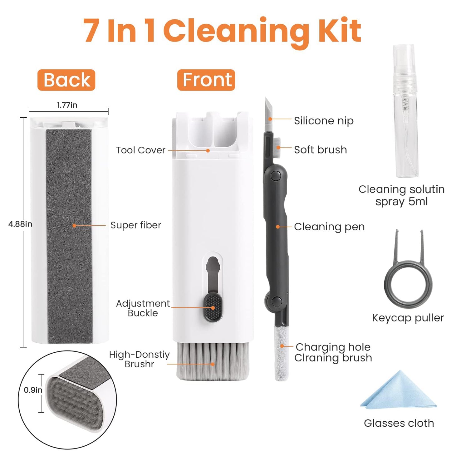 7 in 1 Electronic Cleaner kit, Cleaning Kit for Monitor Keyboard Airpods MacBook iPad iPhone iPod, Screen Dust Brush Including Soft Sweep, Swipe