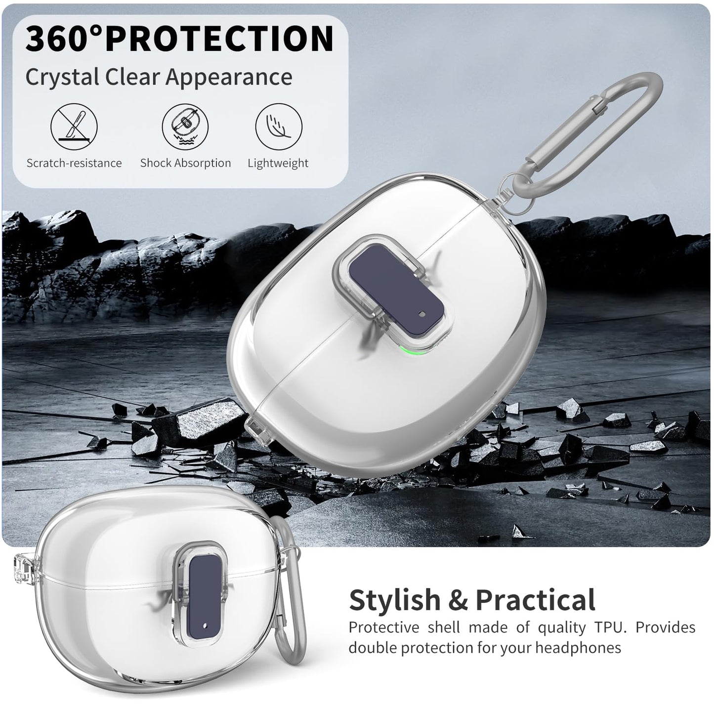 [Secure Lock] for Bose Ultra Open Earbuds Case(2024), TUDIOW Clear TPU Shockproof Protective Cover for Bose Open Ear Wireless Earbuds Accessories
