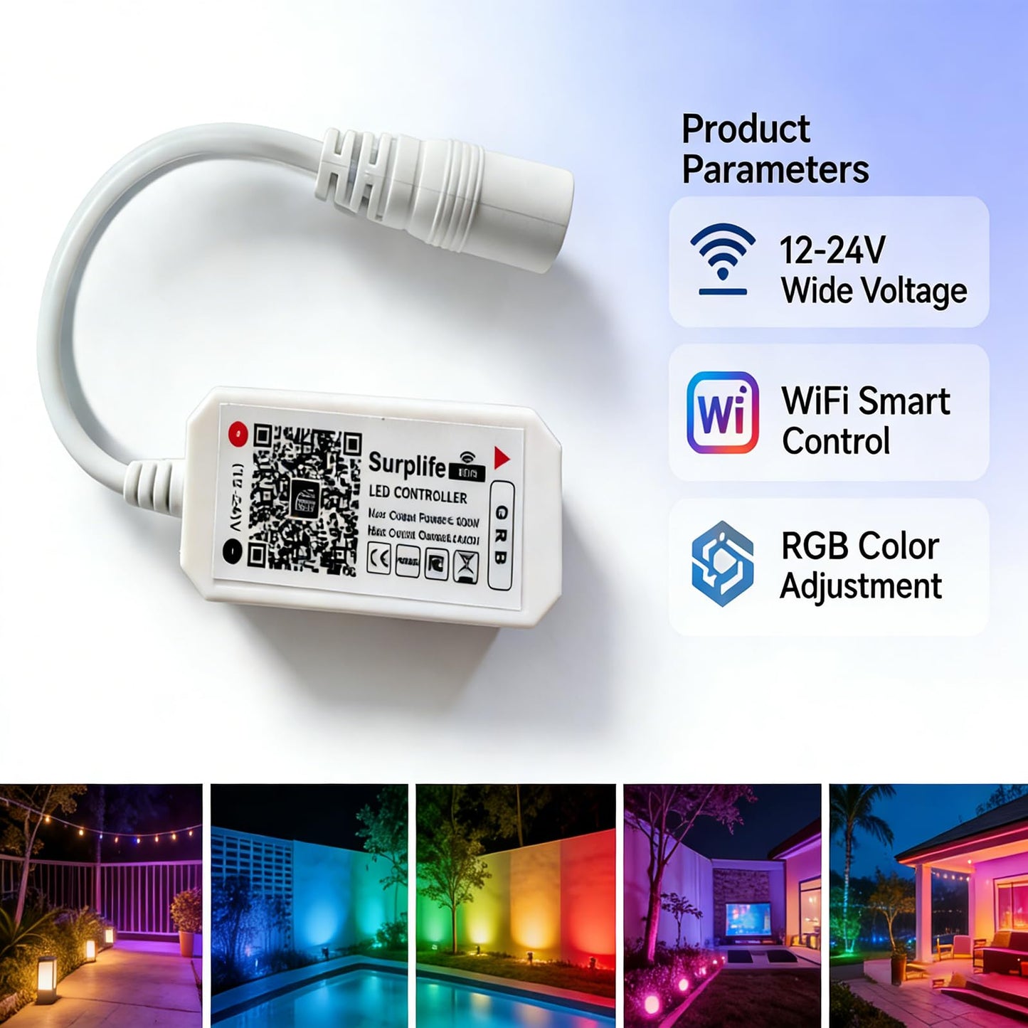 iNextStation Smart RGB WiFi LED Controller 4-Pin Output Compatible with Alexa/Google Home Assistant/IFTTT Android/iOS for SMD 3535 5050 2835 Color