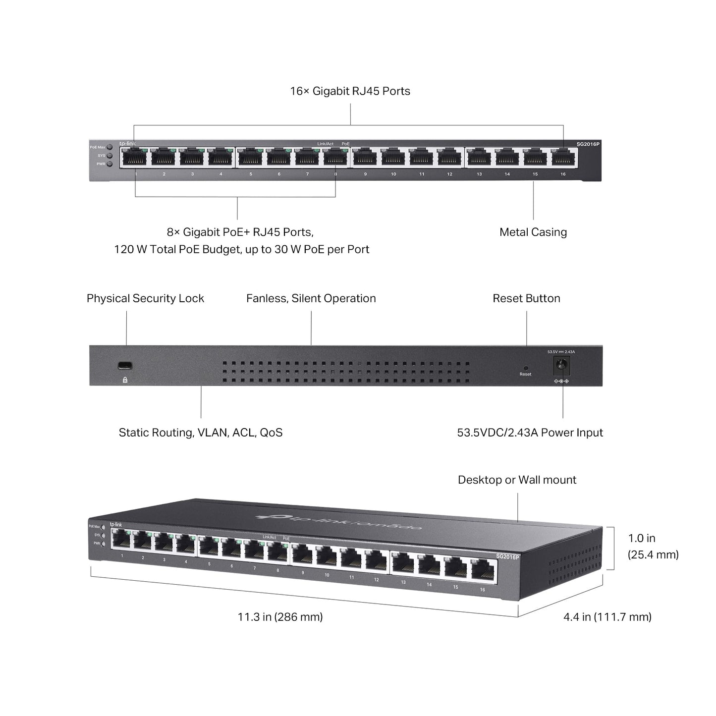 TP-Link JetStream 16-Port Gigabit Smart Switch with 8-Port PoE+