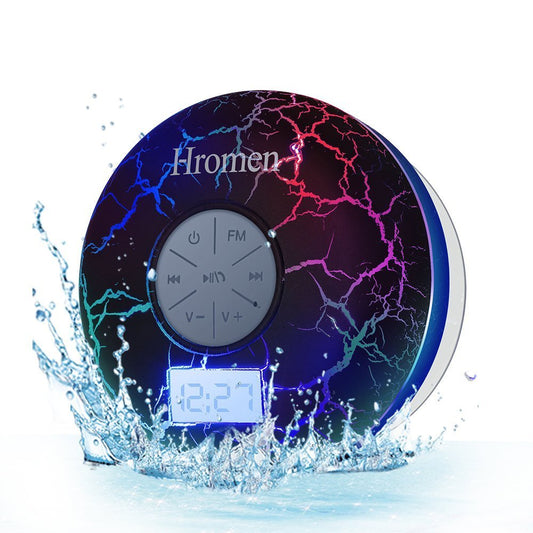 HROMEN Bluetooth Speaker,2nd Gen IPX7 Waterproof Bluetooth Speakers, Bathroom Shower Speaker,Wireless Cool Cracking Backlit, Suction Cup,Outdoor