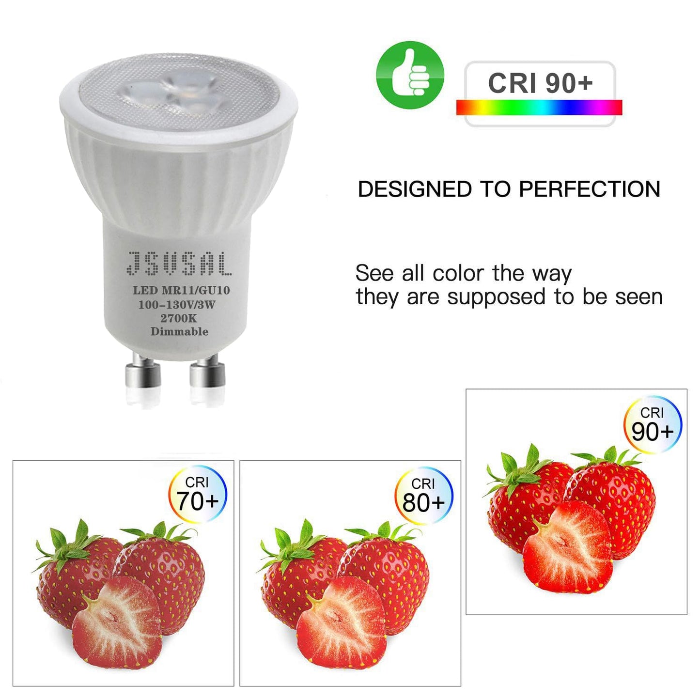 JSVSAL MR11 GU10 Mini LED Bulb,2700K Warm White,AC 120V,Dimmable,6-Pack