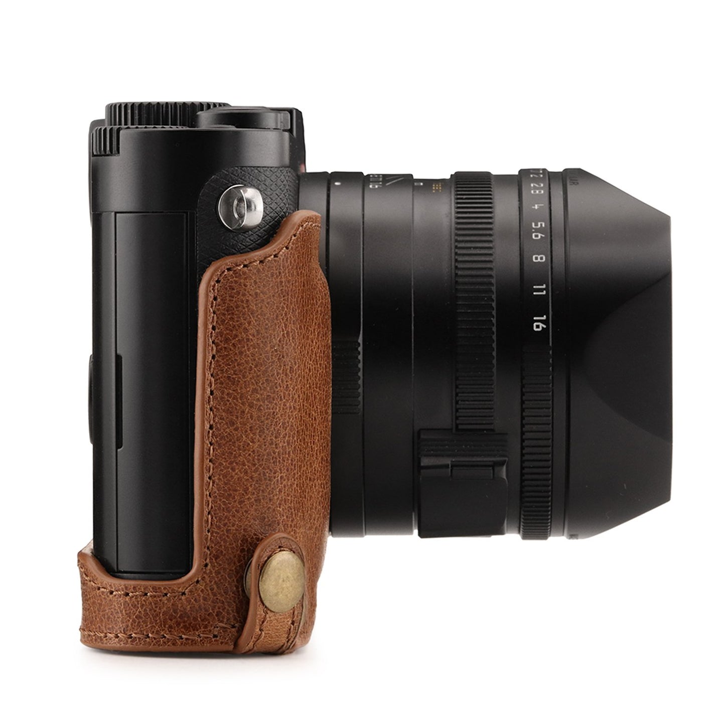Megagear MG1401 Leica Q-P, Q (Typ 116) Ever Ready Genuine Leather Camera Half Case and Strap, with Battery Access, Brown