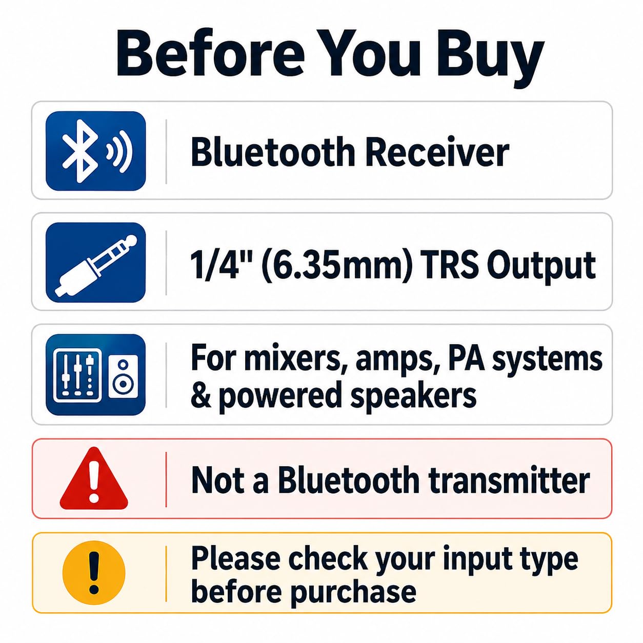 blafili 6dot35 Bluetooth Receiver with 1/4" (6.35mm) TRS Output, aptX HD/Low Latency, USB-C DAC, for Mixers, PA Systems, Amps & Powered Speakers, TWS