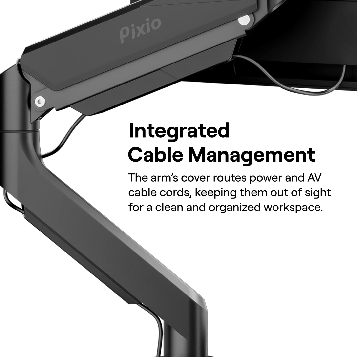 Pixio PS2S Ultrawide Heavy-Duty Premium Single Monitor Arm Stand Desk Mount - Fits up to 49 inches Monitors, Weights up to 39lbs Flat / 31lbs Curved