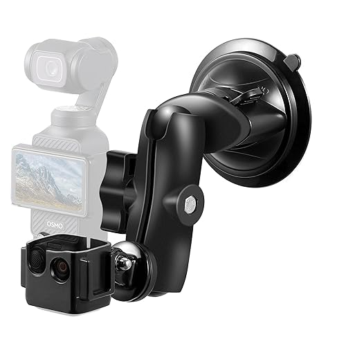 Upgraded Pocket 3 Suction Cup Mount, Car Windshield Window Dash Holder Kit with Expansion Adapter for DJI Osmo Pocket 3, Insta360 X5 X4 X3, DJI Osmo