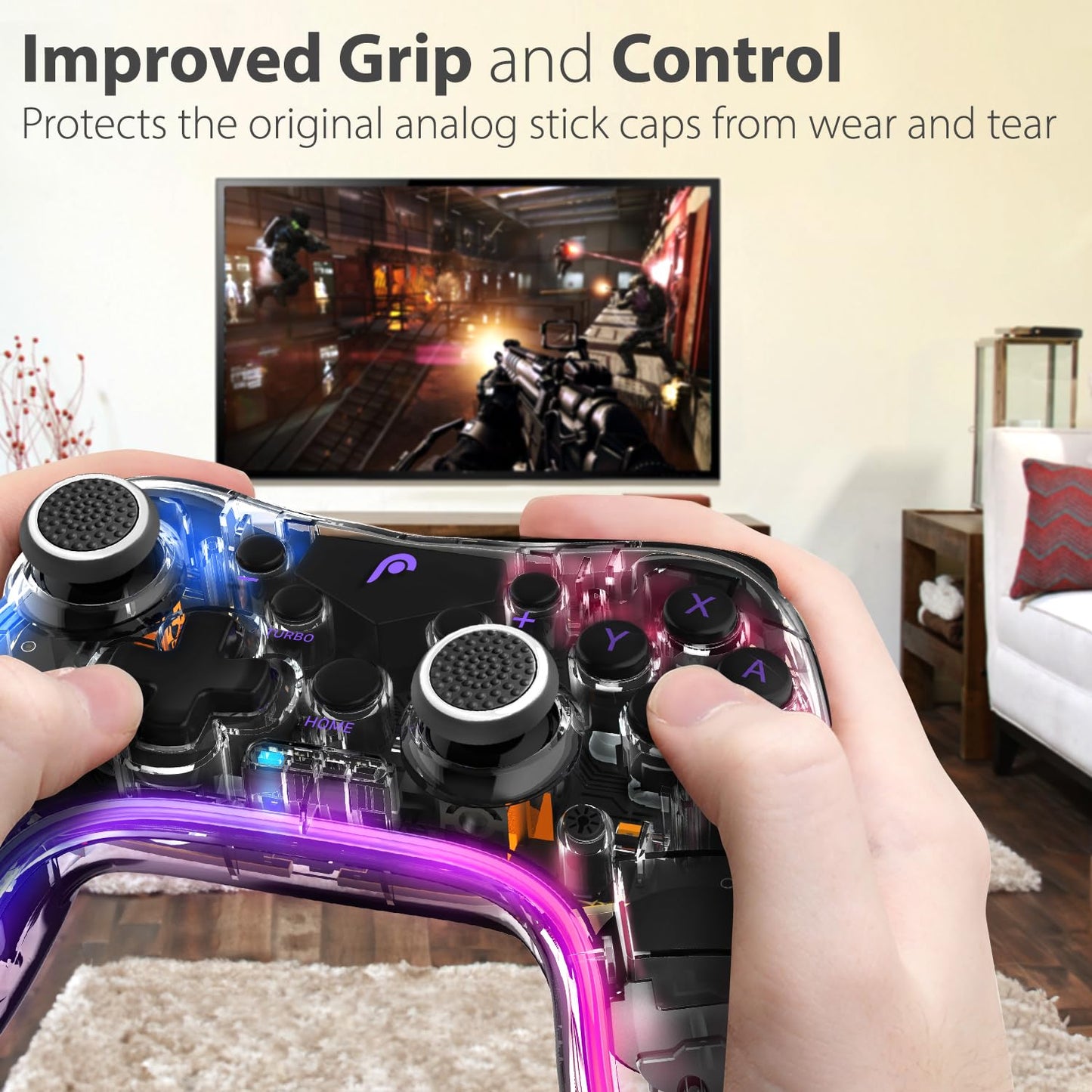 Fosmon Performance Thumb Grips Joystick Caps for Nintendo Switch 2, Switch 1, Joycon Grip, PS5, PS4, Xbox One, Xbox Series X/S, Rubber Controller