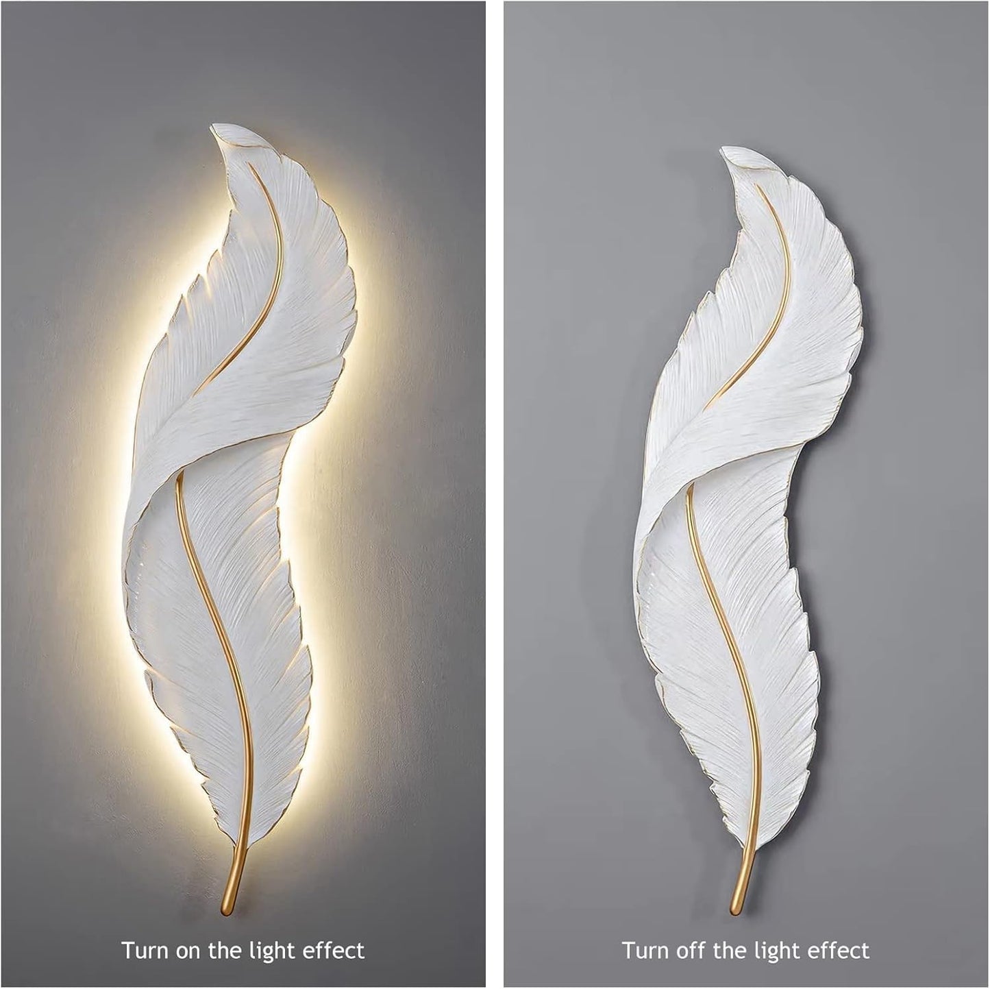 DJAMEL :Creative Wall Sconce?White Resin Feather Decorative Wall Light, LED Indoor Living Room Wall Mounted Light Fixture Lamps for Indoor Living Room