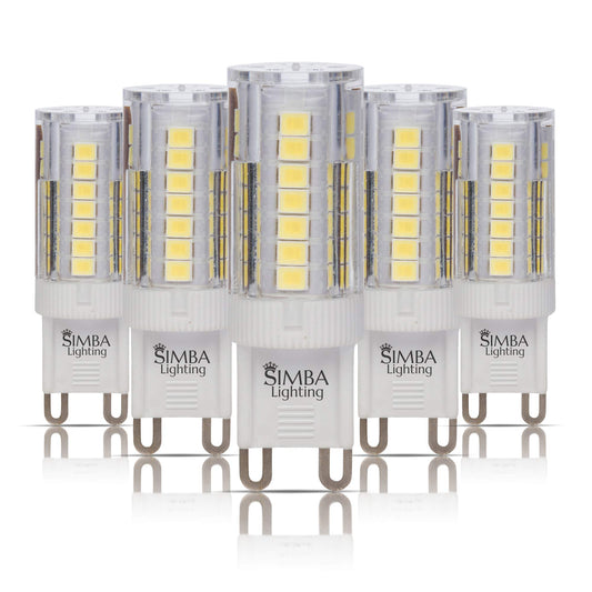 Simba Lighting LED G9 4W 120V T5 Light Bulb, JCD Bi-Pin Base, 6000K, 5 Pack