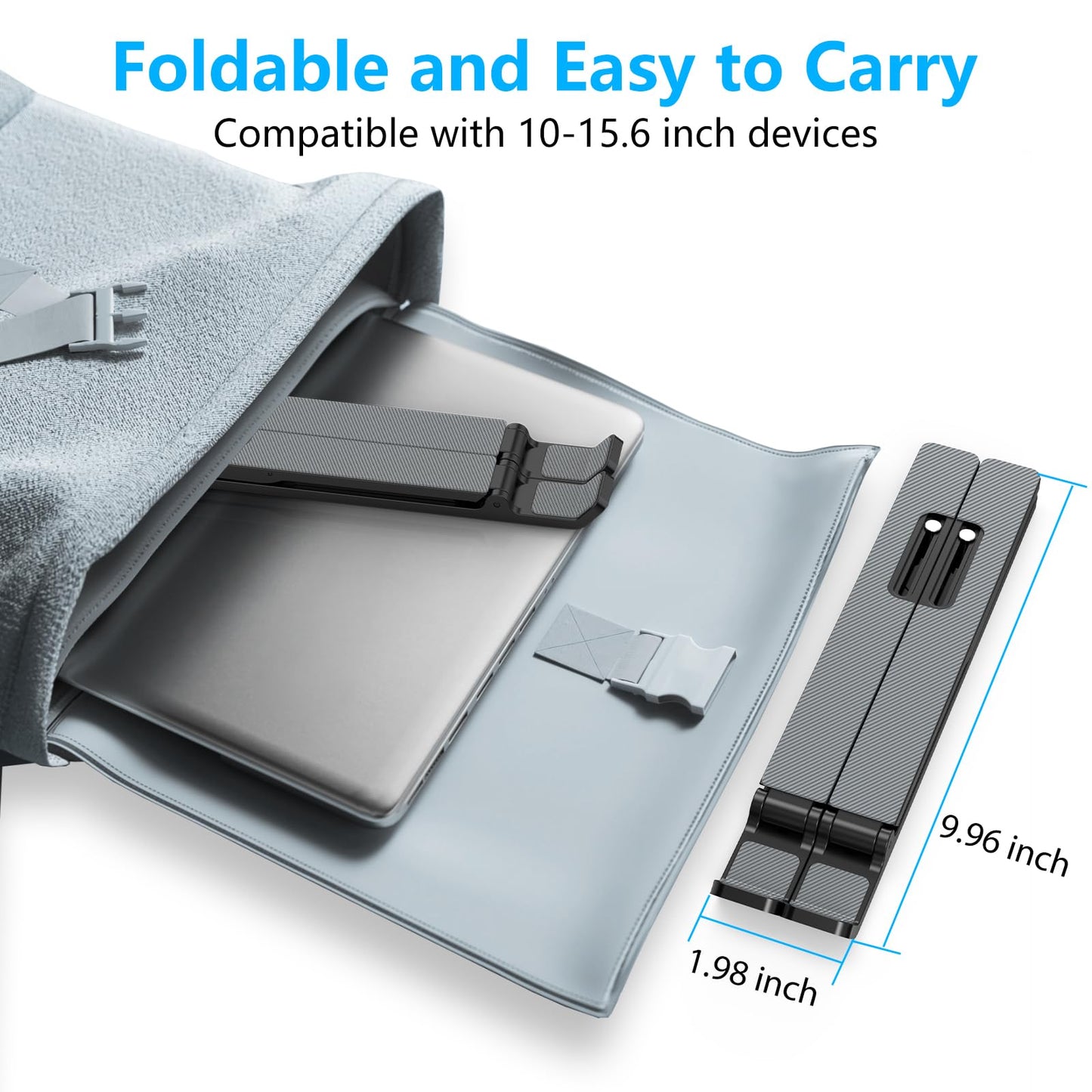 Gogoonike Adjustable Laptop Stand, Portable Laptop Riser for Desk, ABS+Silicone Foldable Ventilated Cooling Notebook Holder Stand for 10-15.6”