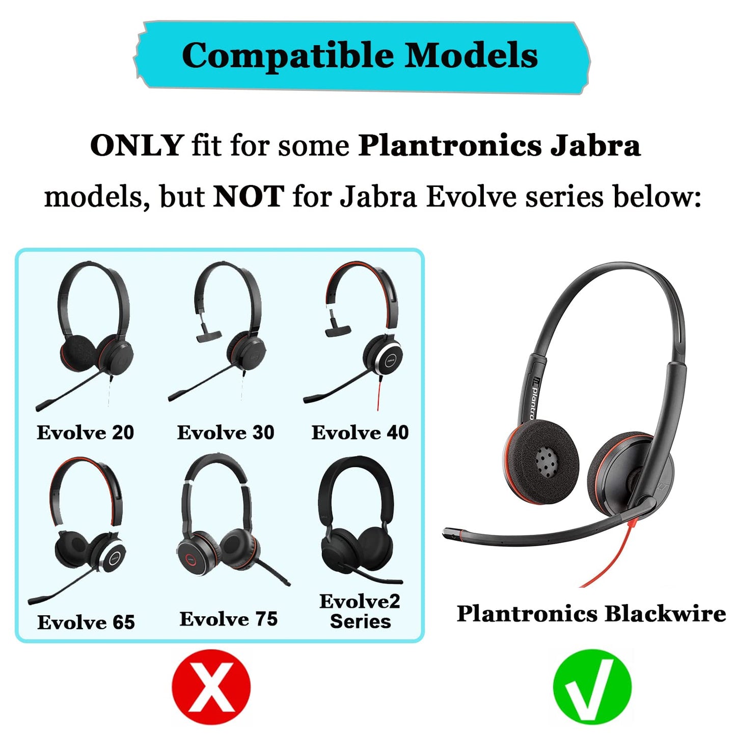 Ear Cushions for Plantronics Headset, Ear Pad Replacement Headphones Earpads Designed for Plantronics Blackwire C320 3210 3220 3320 HW251N HW261N