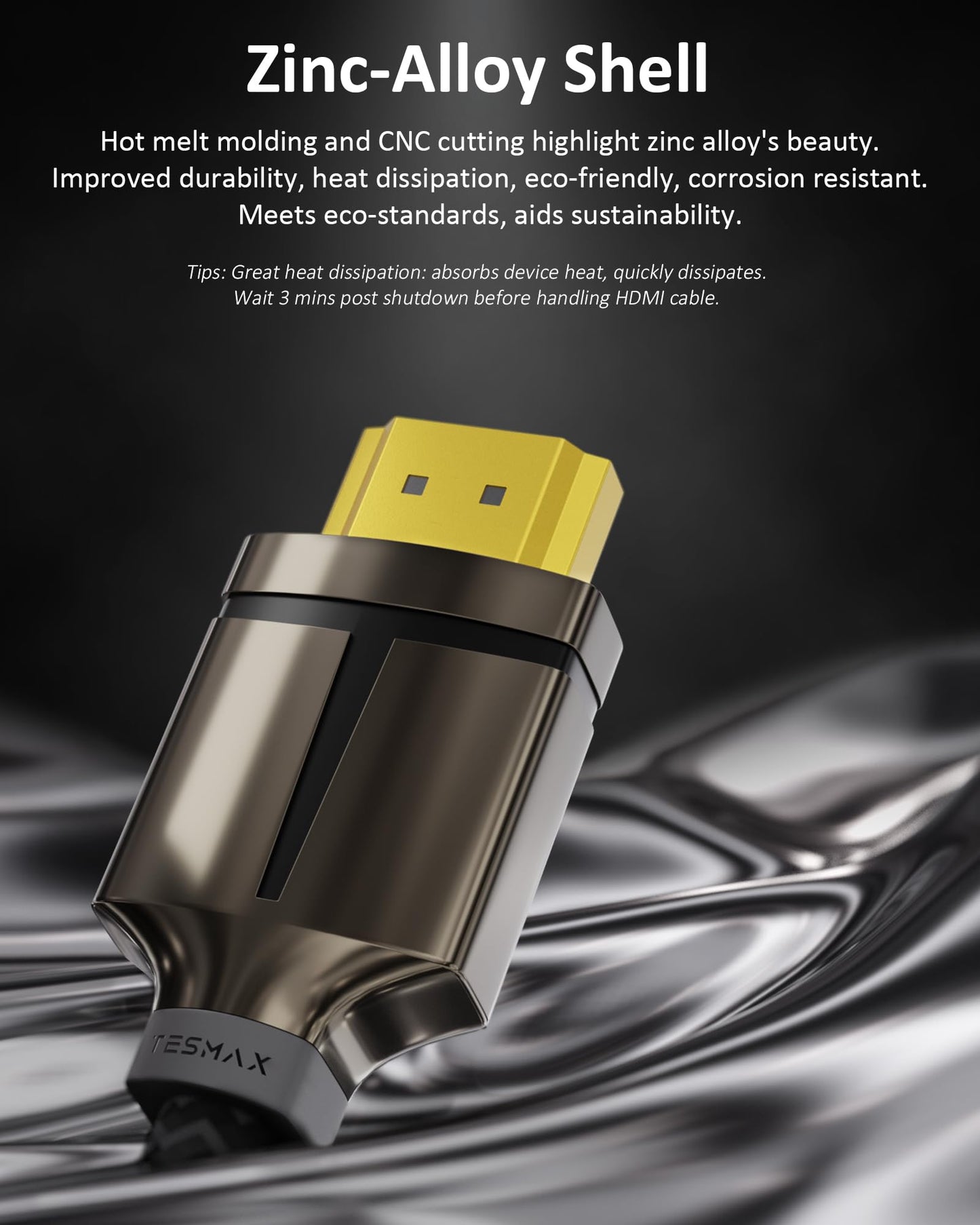 8K HDMI Cable 48Gbps 6.5FT, TESMAX Certified Ultra High Speed 8K60Hz 4K120Hz, HDCP 2.2 2.3 Dynamic HDR HDR10 eARC,Compatible with Dolby Vision Apple
