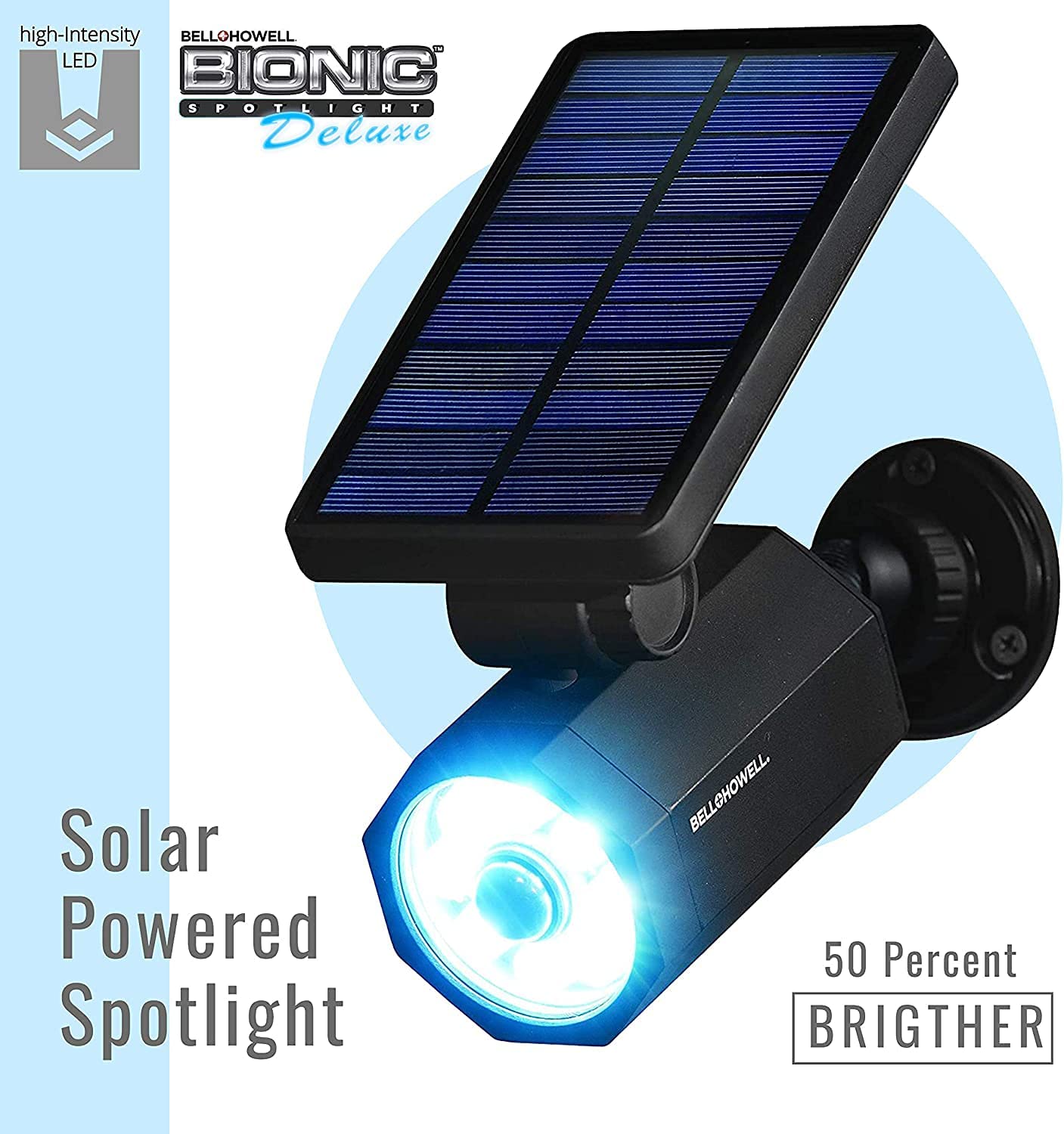 Bell+Howell Bionic Spotlight Deluxe Solar-Powered Spot Light 25 Feet Motion Sensor, Sun Panels, Waterproof Frost Resistant Patio, Yard and Outdoor