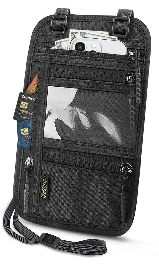 Slim RFID Blocking Passport Holder – Travel Wallet & Document Organizer with Adjustable Strap, Anti-Theft Neck Money Pouch for Men & Women